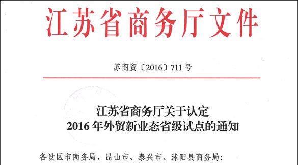 江苏跨境被江苏省商务厅认定为江苏省外贸综合服务试点企业。